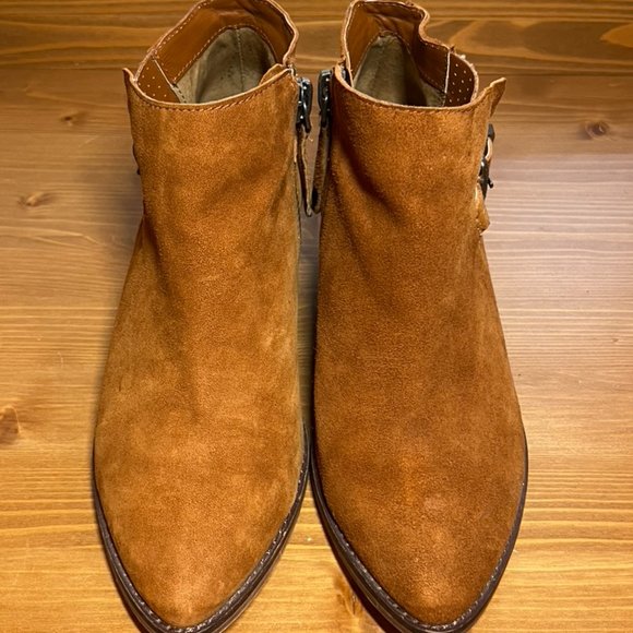 Steve Madden Cassie Ankle Boots Cognac Suede 8 - Picture 3 of 9